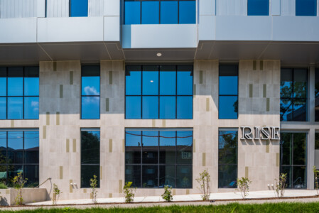 front of corporate building