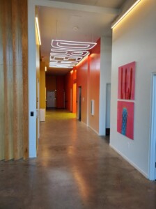 commercial concrete flooring in hallway of building